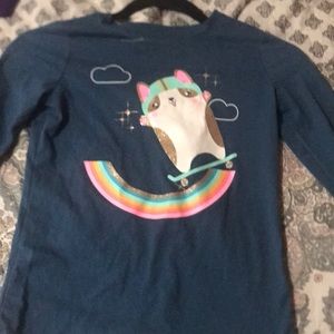 Blue rainbow cat long sleeve shirt